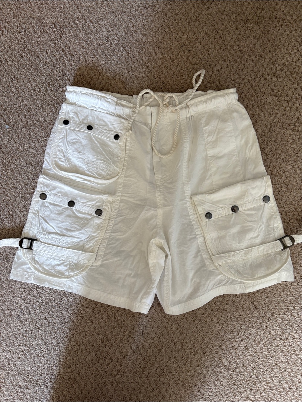 Free People off-white Utility Cargo Shorts with Buckle Details XS